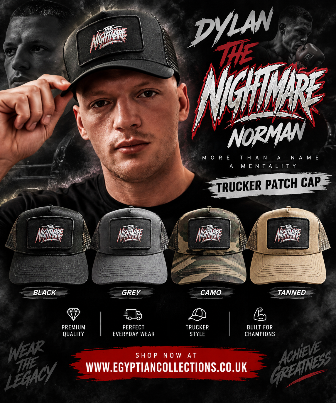 Official Dylan The Nightmare Norman Print Patched Trucker Cap