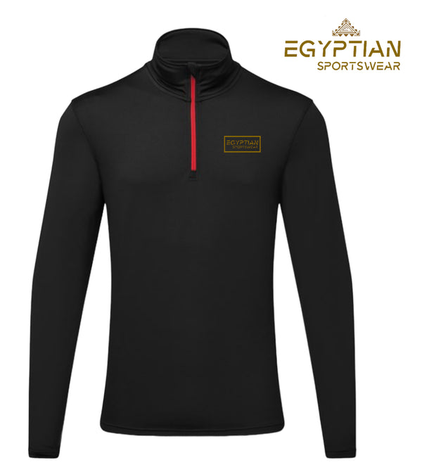 Egyptian Sportswear Black With Red 1/2 Zip Performance Top