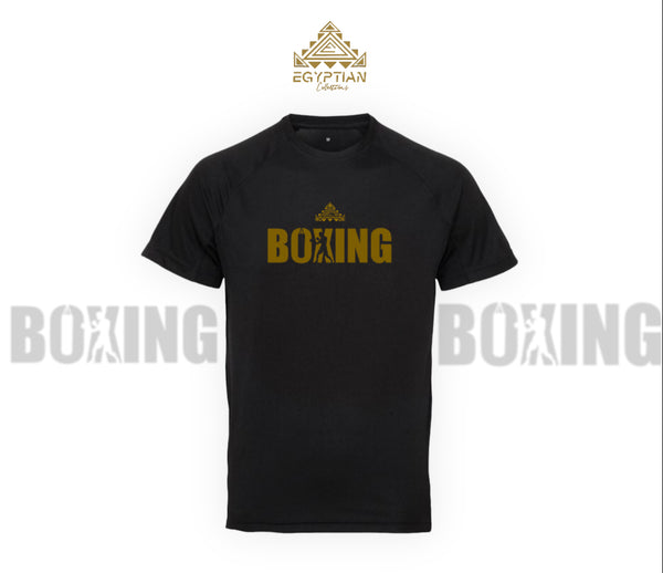 Egyptian Boxing Training Performance Black And Gold T- Shirt
