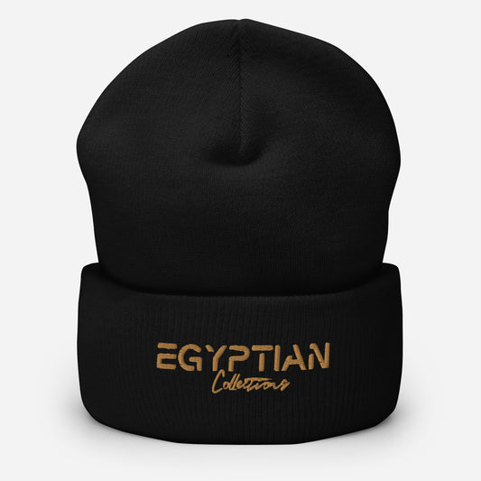 NEW IN Egyptian Gold Embroidered Signature Cuffed Beanie