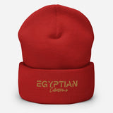 NEW IN Egyptian Gold Embroidered Signature Cuffed Beanie